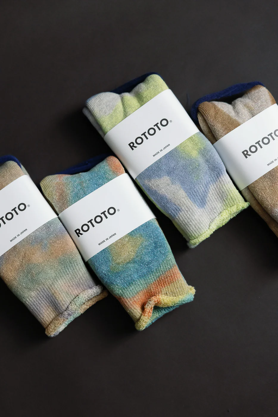 R1660 - Tie Dye Pile Crew Socks - Beige, Brown - Image 6