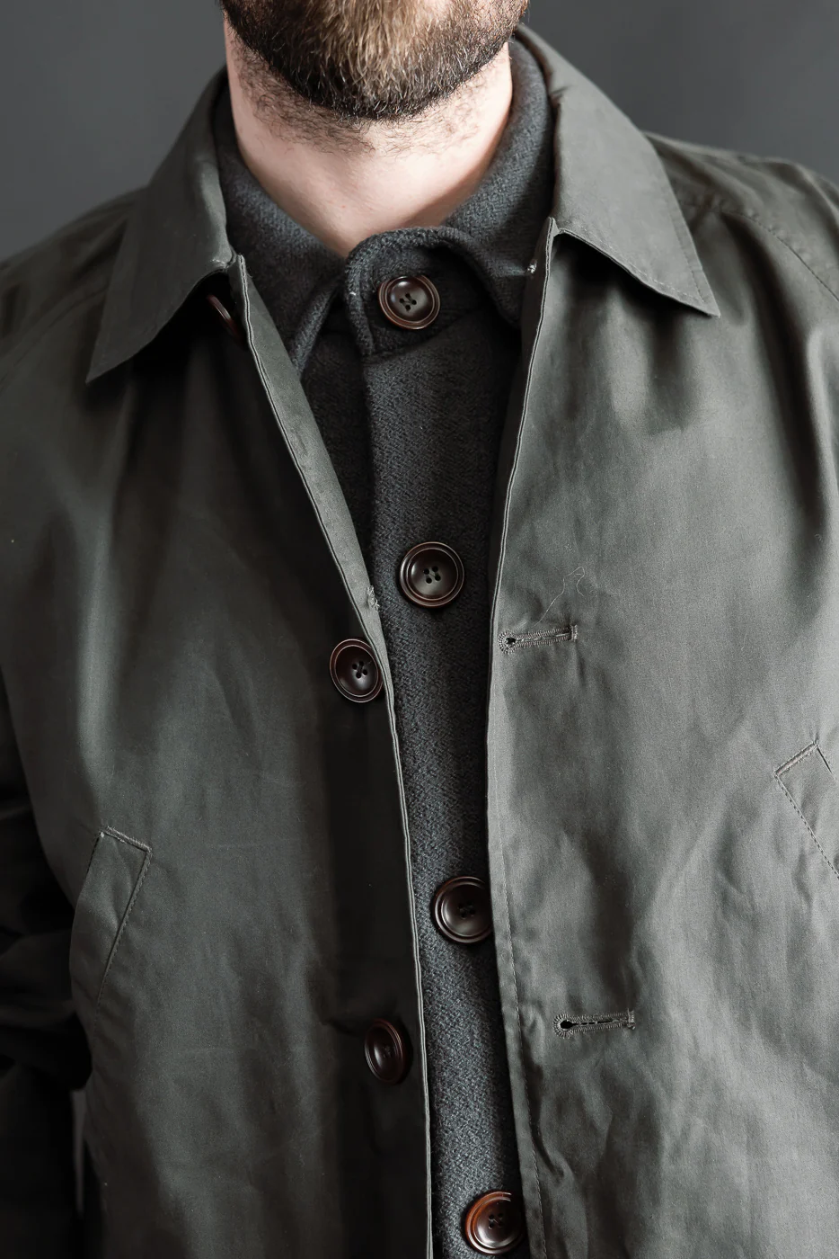 Raven Coat Coated Cotton Twill - Dark Grey - Image 18