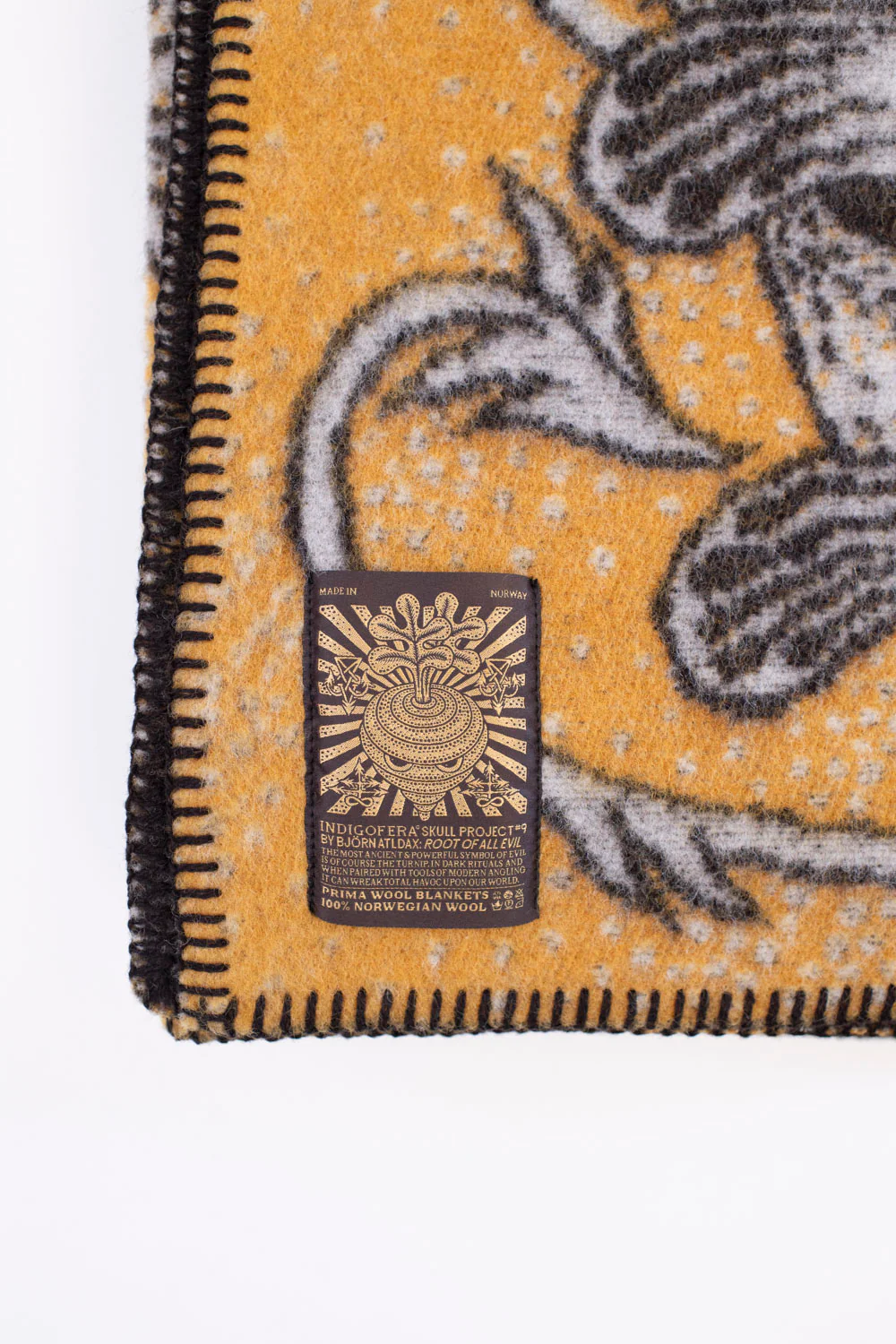 Root of All Evil Blanket - Mustard, Brown, White - Image 3