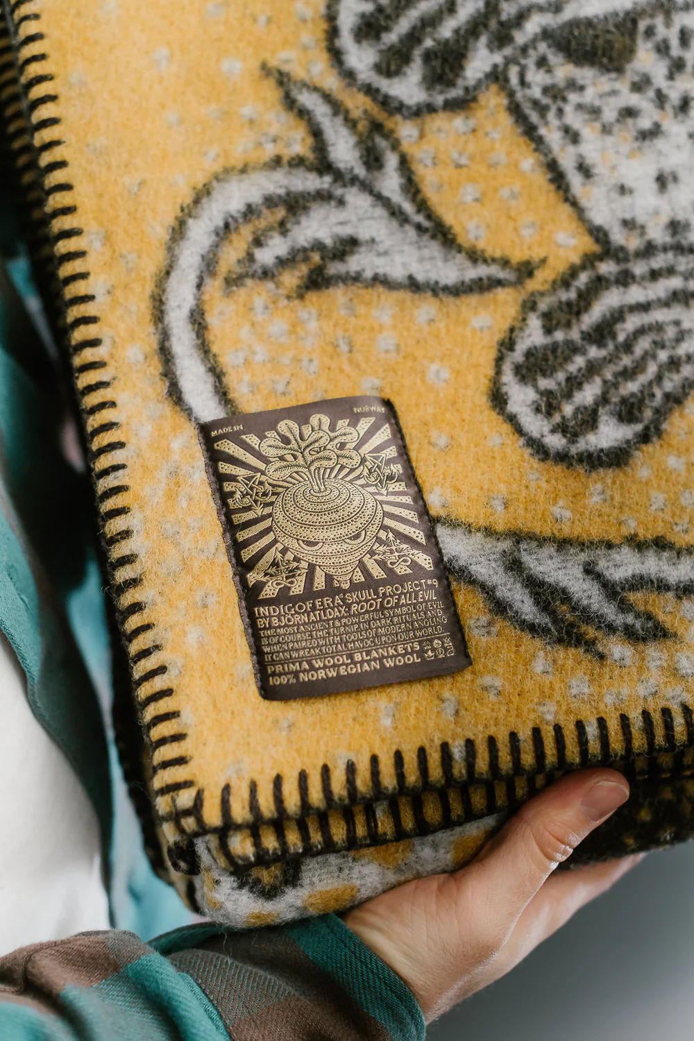 Root of All Evil Blanket - Mustard, Brown, White - Image 7