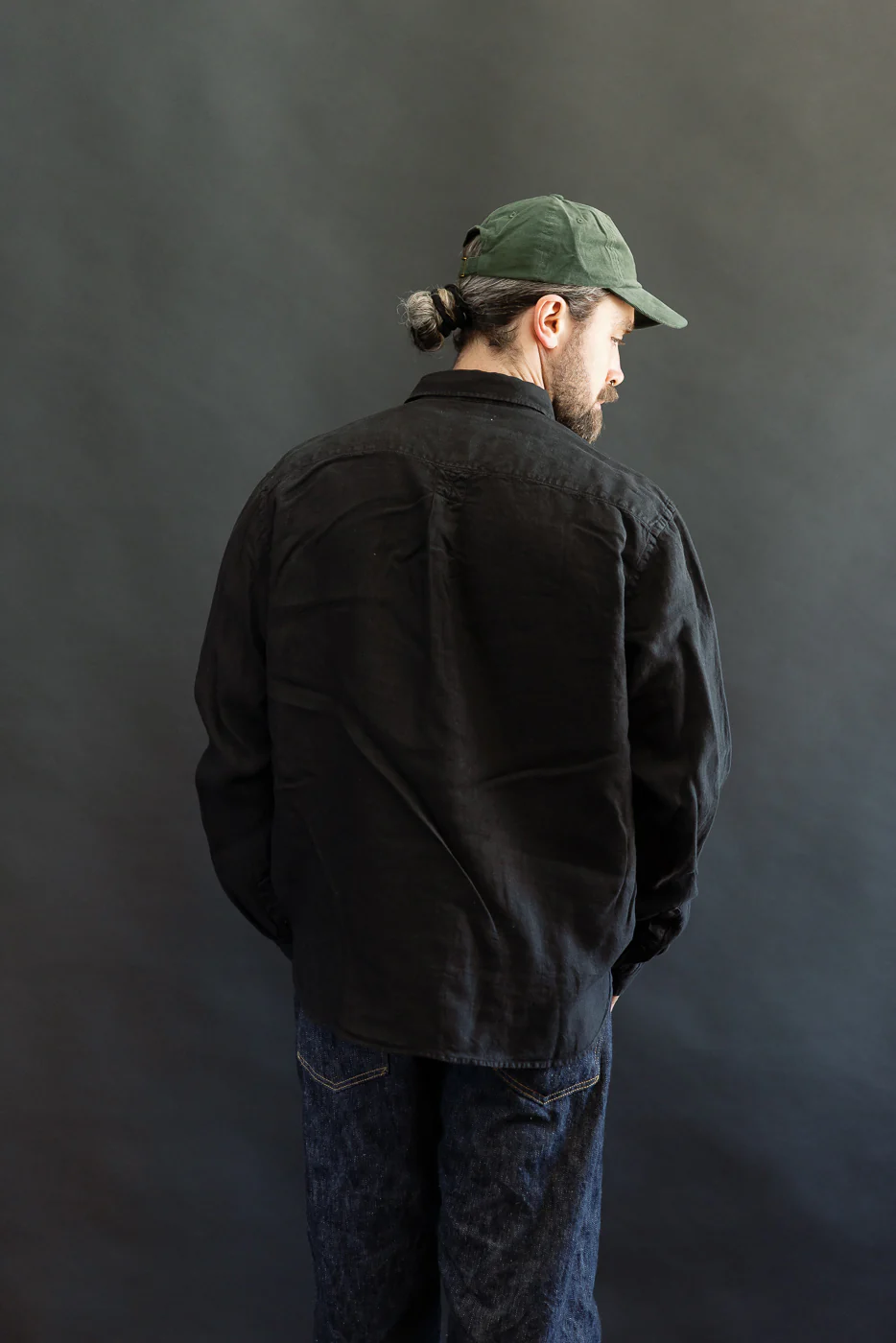 SHIRT20LI.99 - Organic Linen Long Sleeve Shirt - Black - Image 11