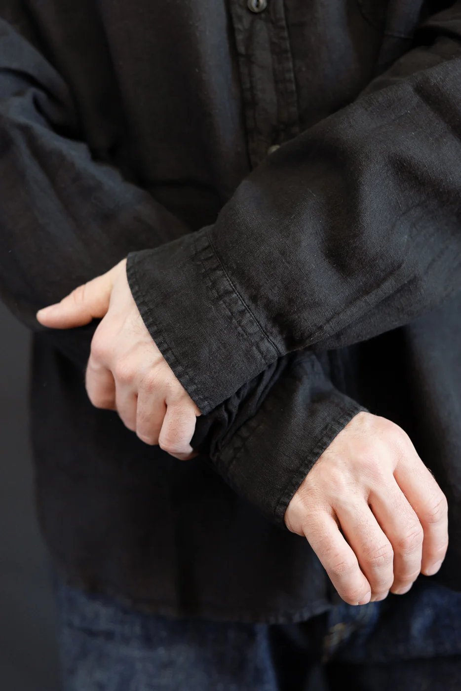 SHIRT20LI.99 - Organic Linen Long Sleeve Shirt - Black - Image 16