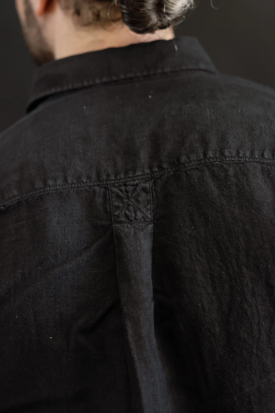 SHIRT20LI.99 - Organic Linen Long Sleeve Shirt - Black - Image 18