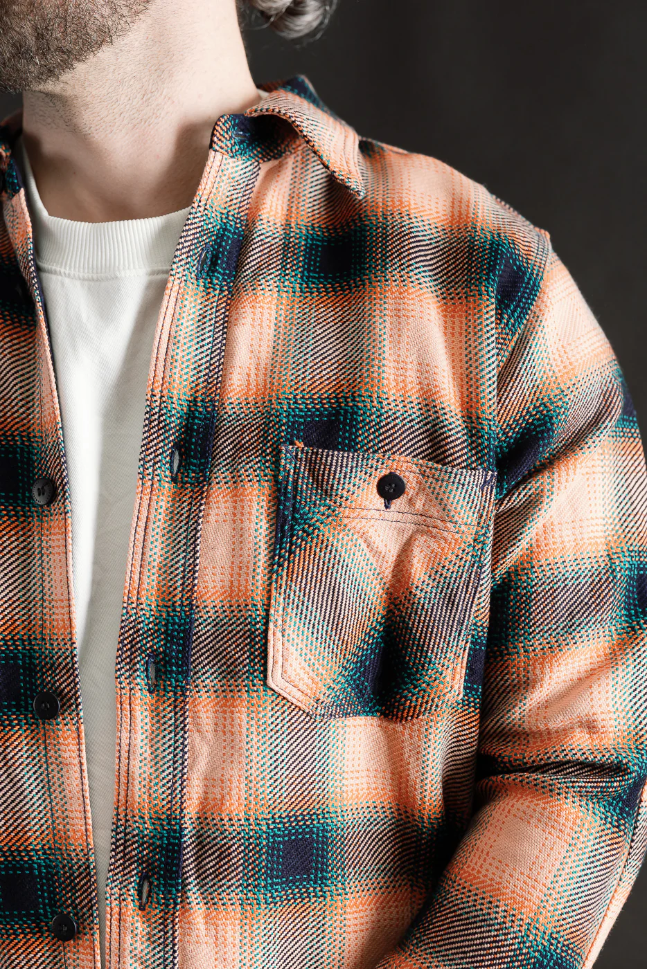SIN25-01W - Heavy Indigo Flannel - Pink - Image 15