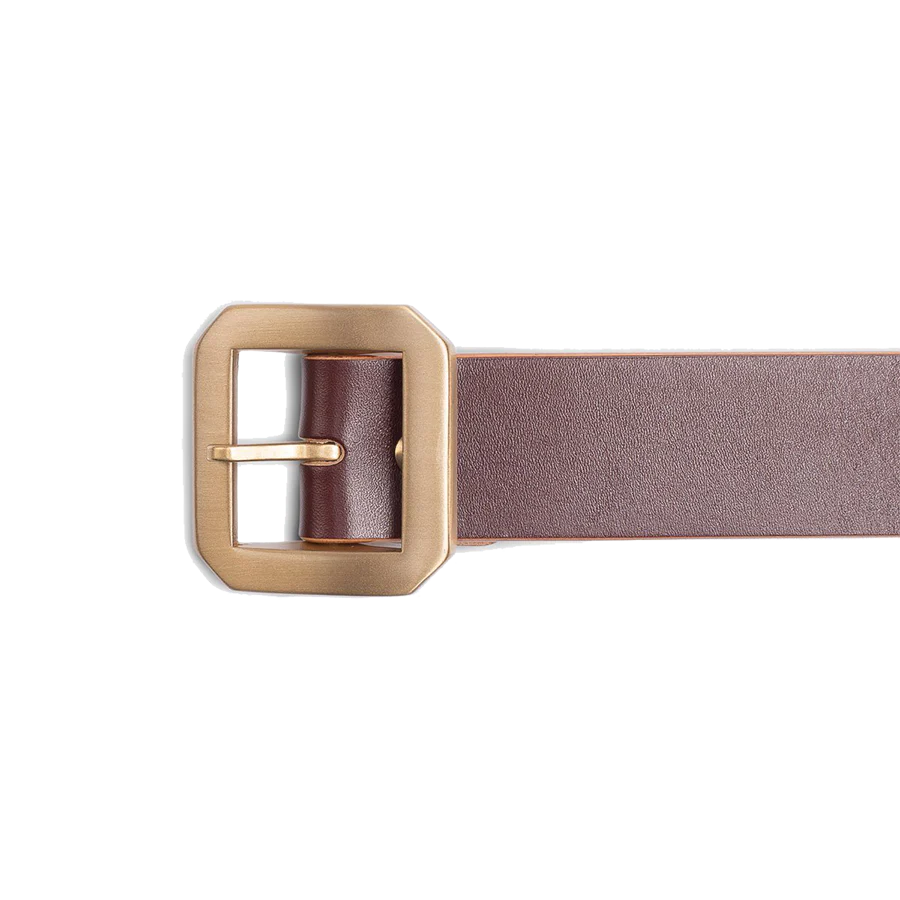 Single Prong Brass Garrison Leather Belt - Hand-Dyed Brown - Image 6