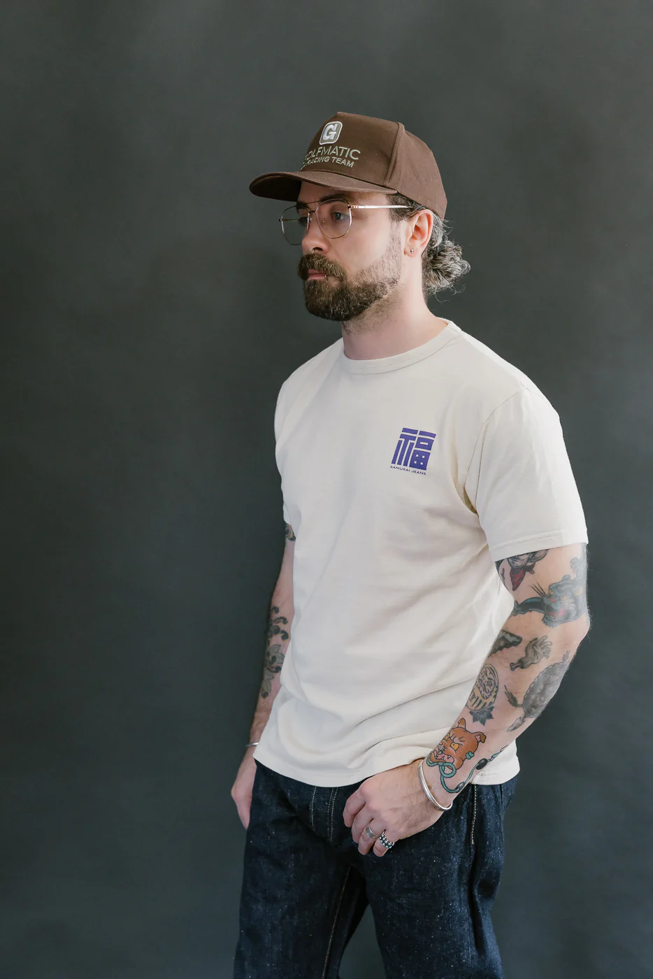 SJST25-105 - "Daikoku-Ebisu" Inlay Loopwheel T-Shirt - Ivory - Image 11