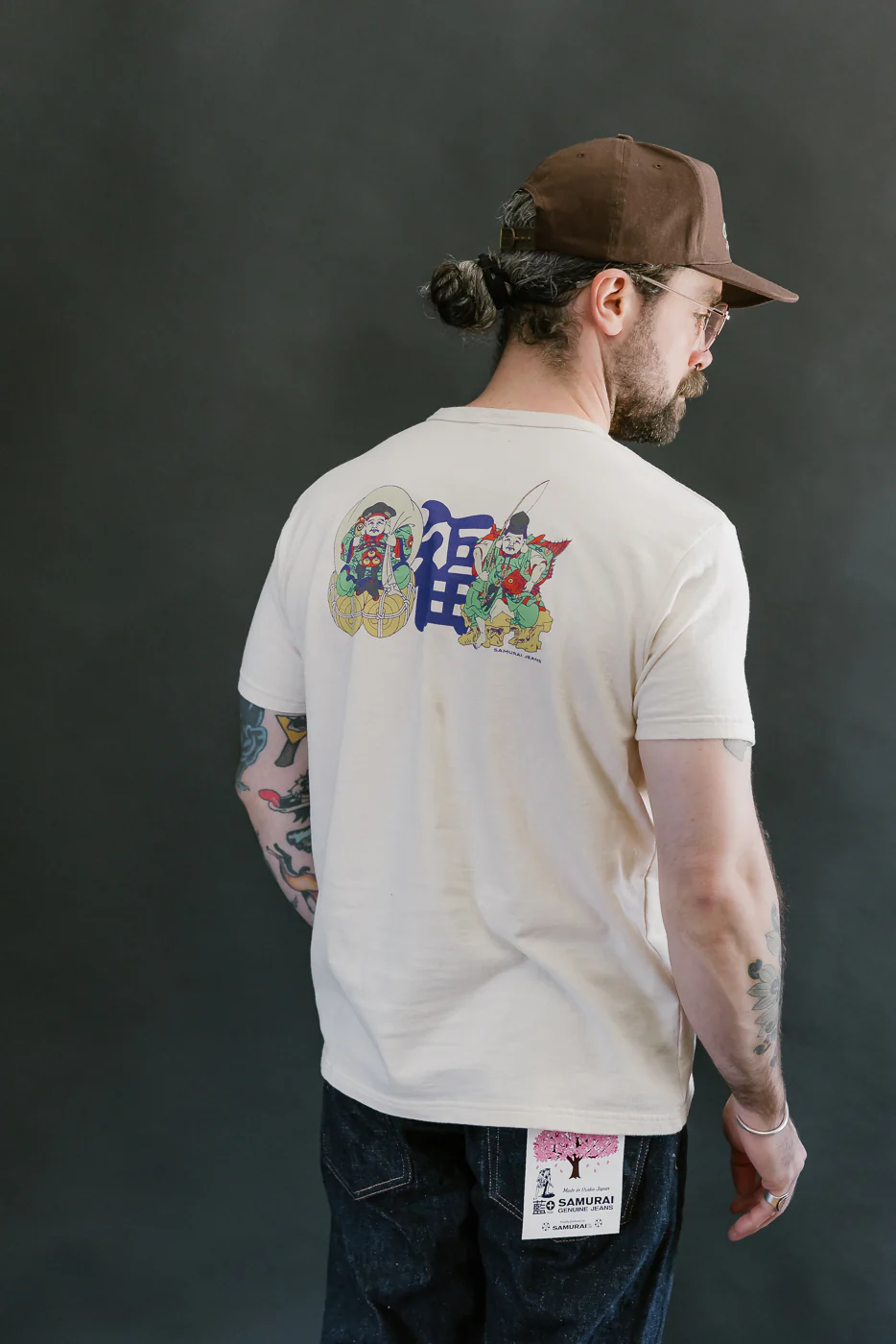 SJST25-105 - "Daikoku-Ebisu" Inlay Loopwheel T-Shirt - Ivory - Image 13