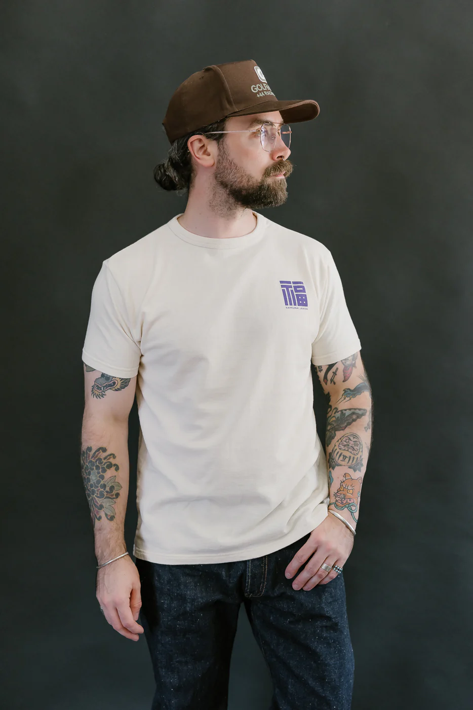 SJST25-105 - "Daikoku-Ebisu" Inlay Loopwheel T-Shirt - Ivory - Image 15
