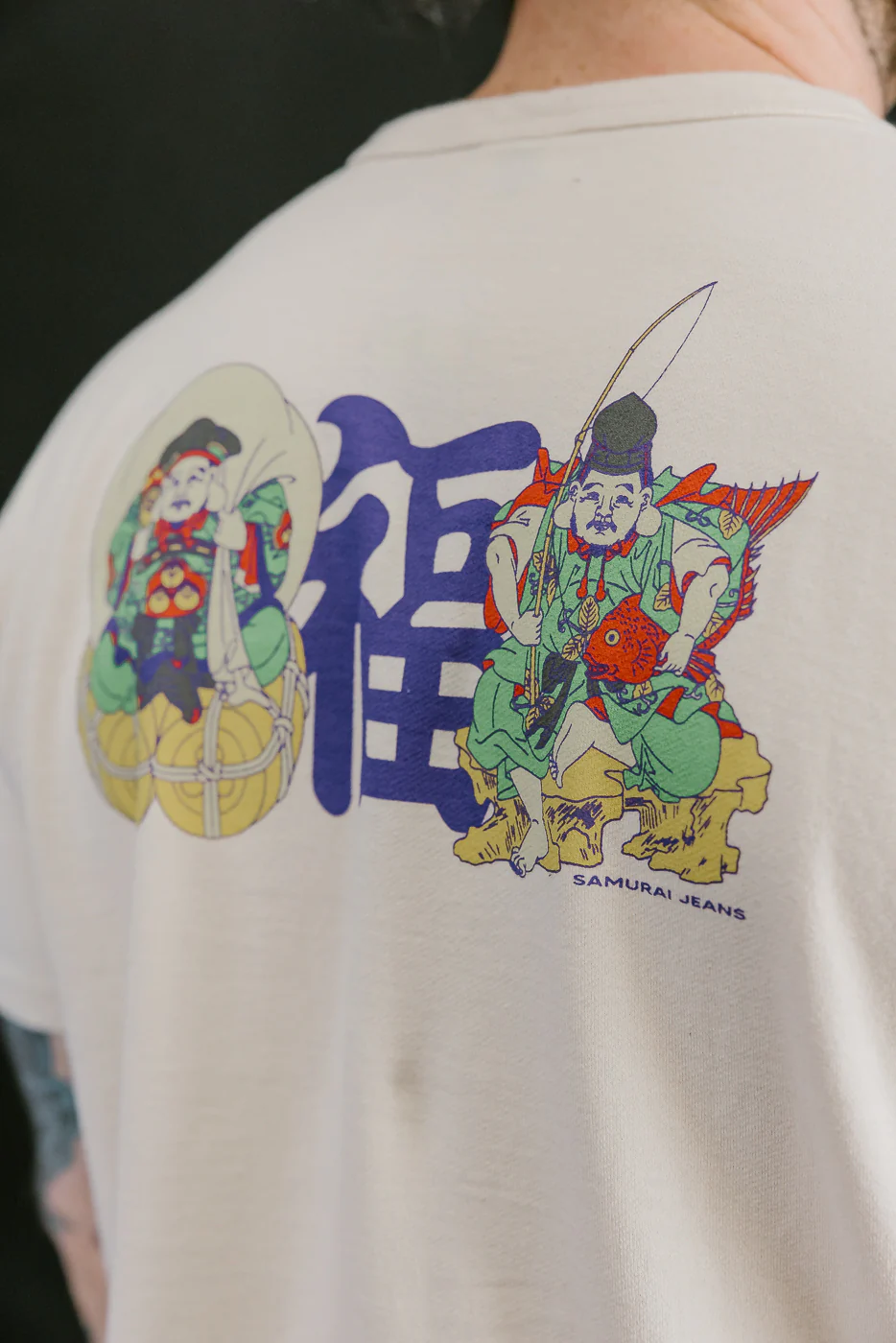 SJST25-105 - "Daikoku-Ebisu" Inlay Loopwheel T-Shirt - Ivory - Image 19