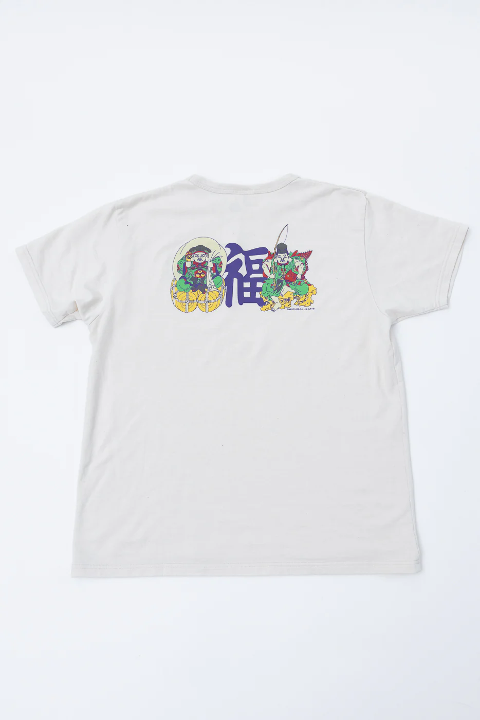 SJST25-105 - "Daikoku-Ebisu" Inlay Loopwheel T-Shirt - Ivory - Image 6