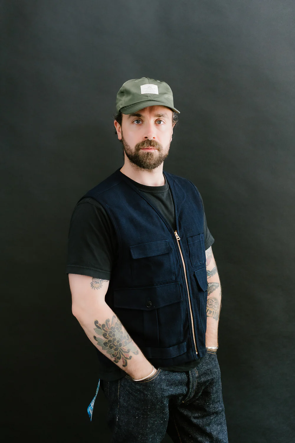 SJVT24-AK - 'Aimadara' Spotted Mixed Field Vest - Natural Indigo - Image 10