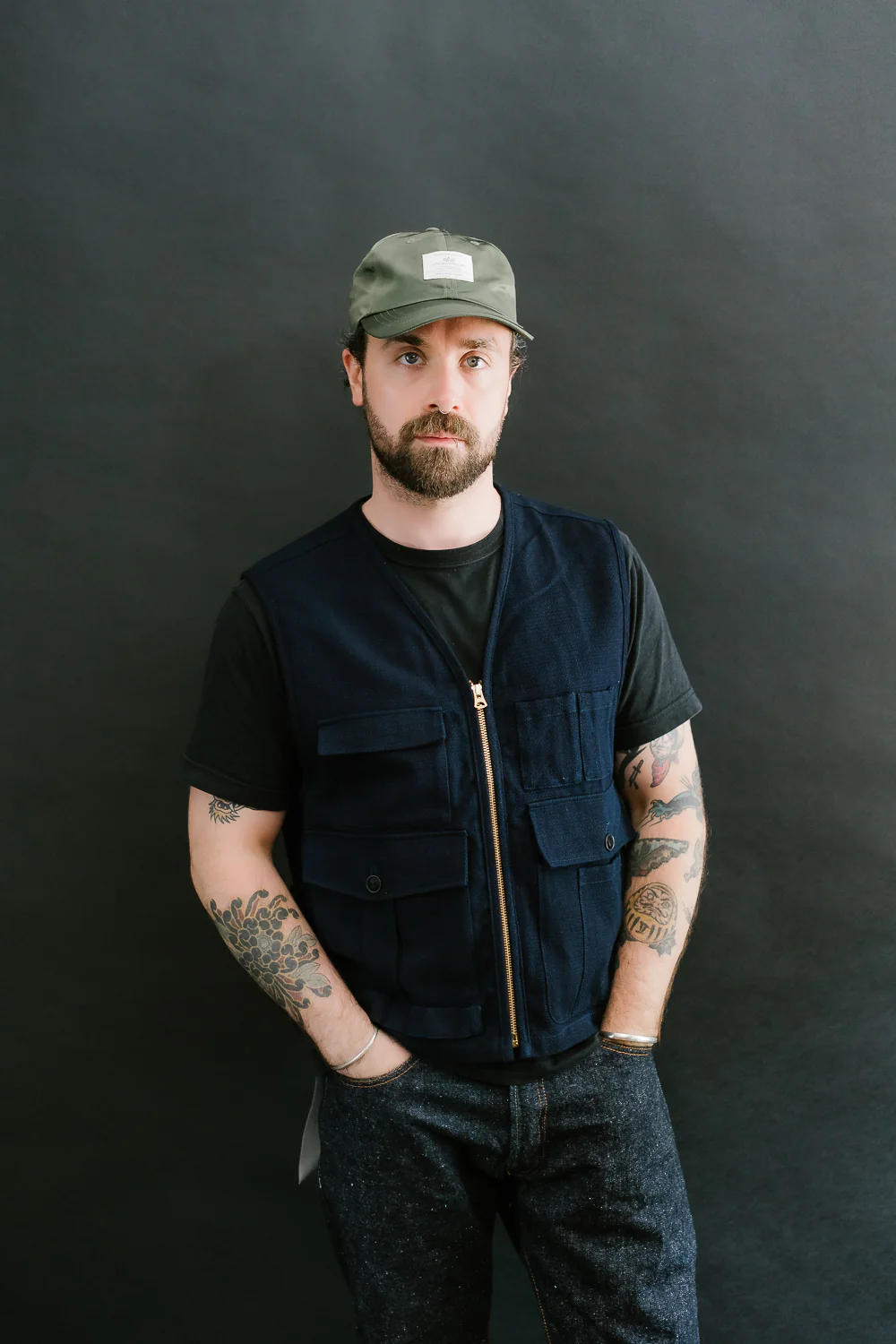 SJVT24-AK - 'Aimadara' Spotted Mixed Field Vest - Natural Indigo - Image 15