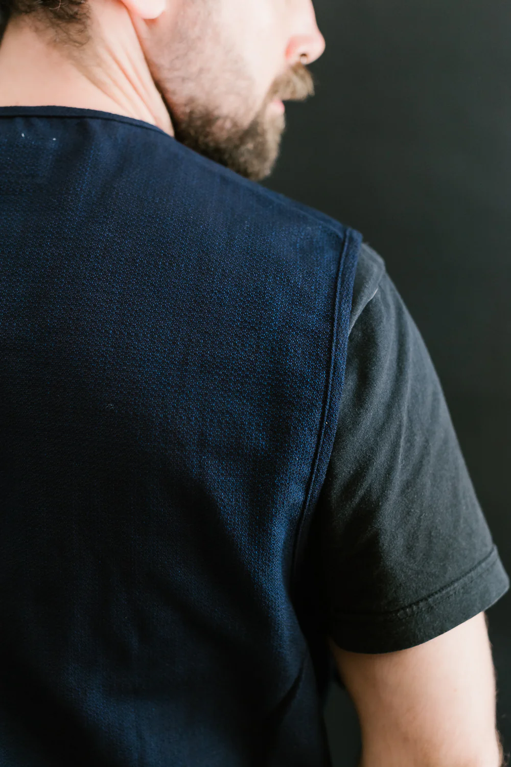 SJVT24-AK - 'Aimadara' Spotted Mixed Field Vest - Natural Indigo - Image 19