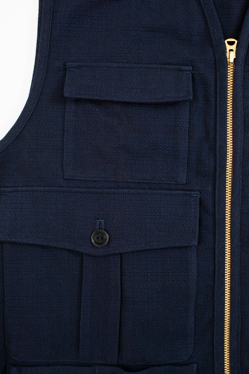 SJVT24-AK - 'Aimadara' Spotted Mixed Field Vest - Natural Indigo - Image 4