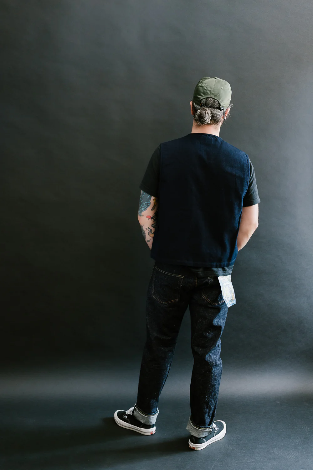 SJVT24-AK - 'Aimadara' Spotted Mixed Field Vest - Natural Indigo - Image 8