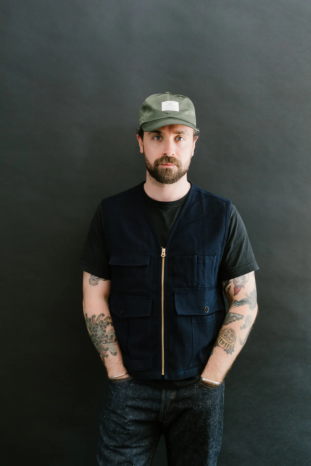 SJVT24-AK - 'Aimadara' Spotted Mixed Field Vest - Natural Indigo - Image 9