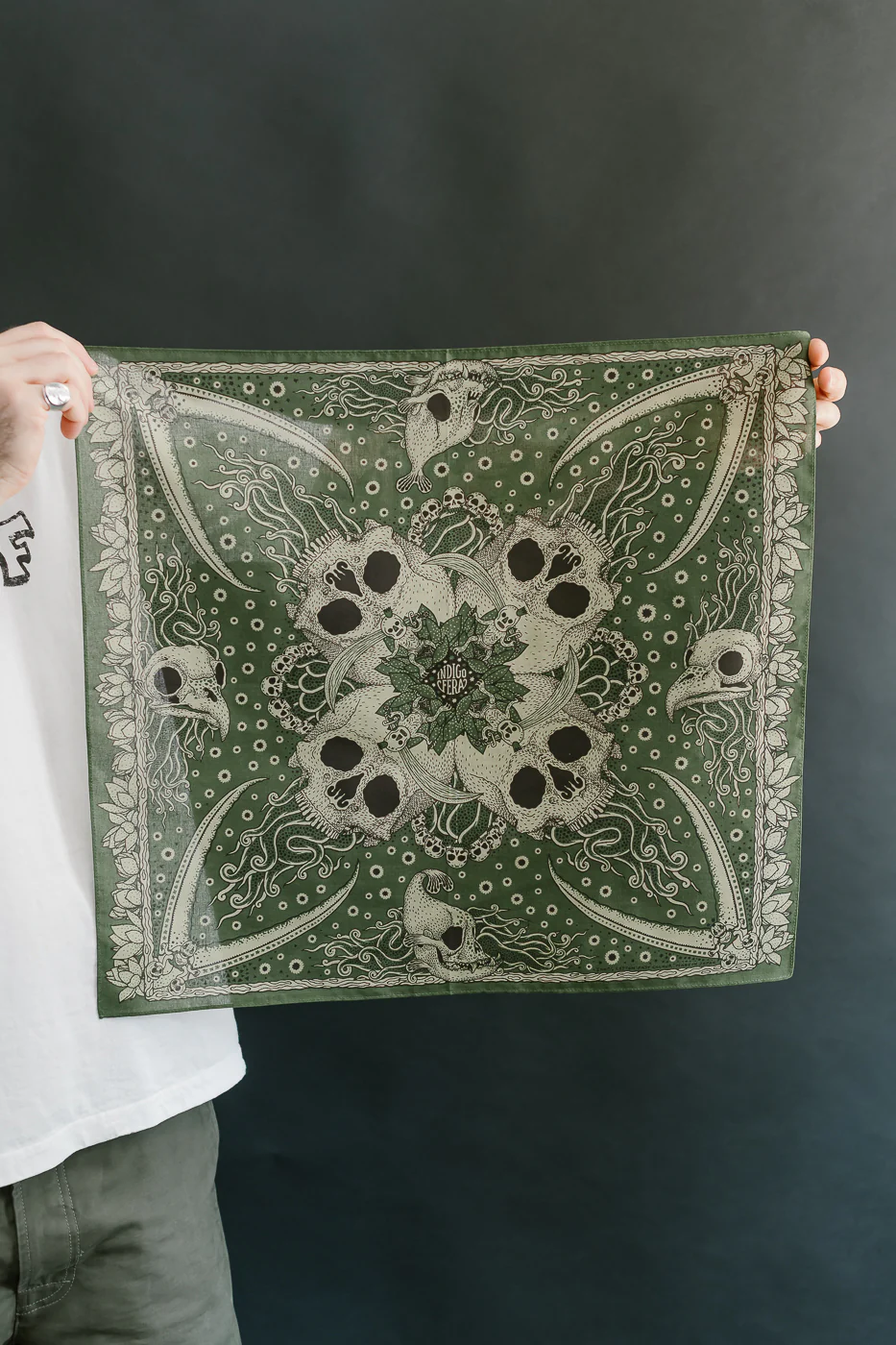 Skull Bandana - Green, White - Image 3