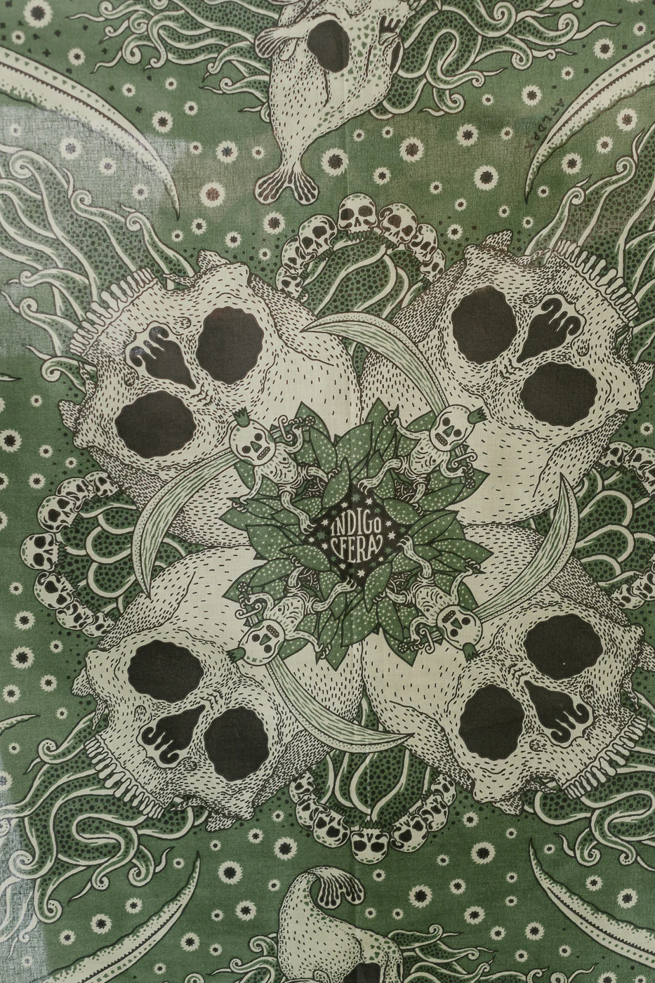 Skull Bandana - Green, White - Image 4