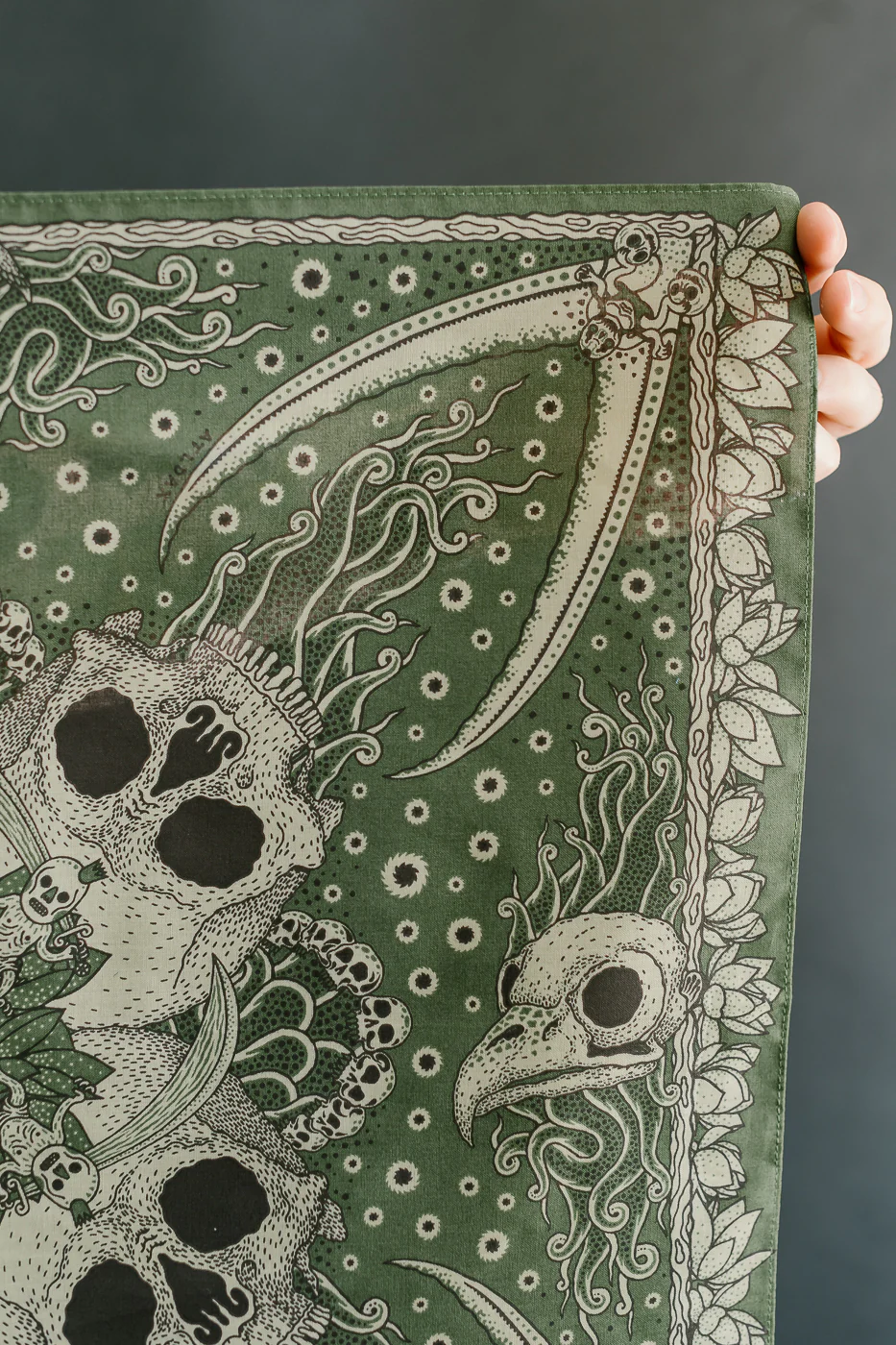 Skull Bandana - Green, White - Image 5