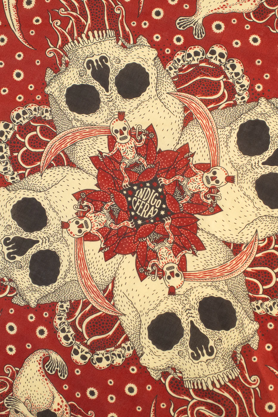 Skull Bandana - Red, White, Yellow - Image 4