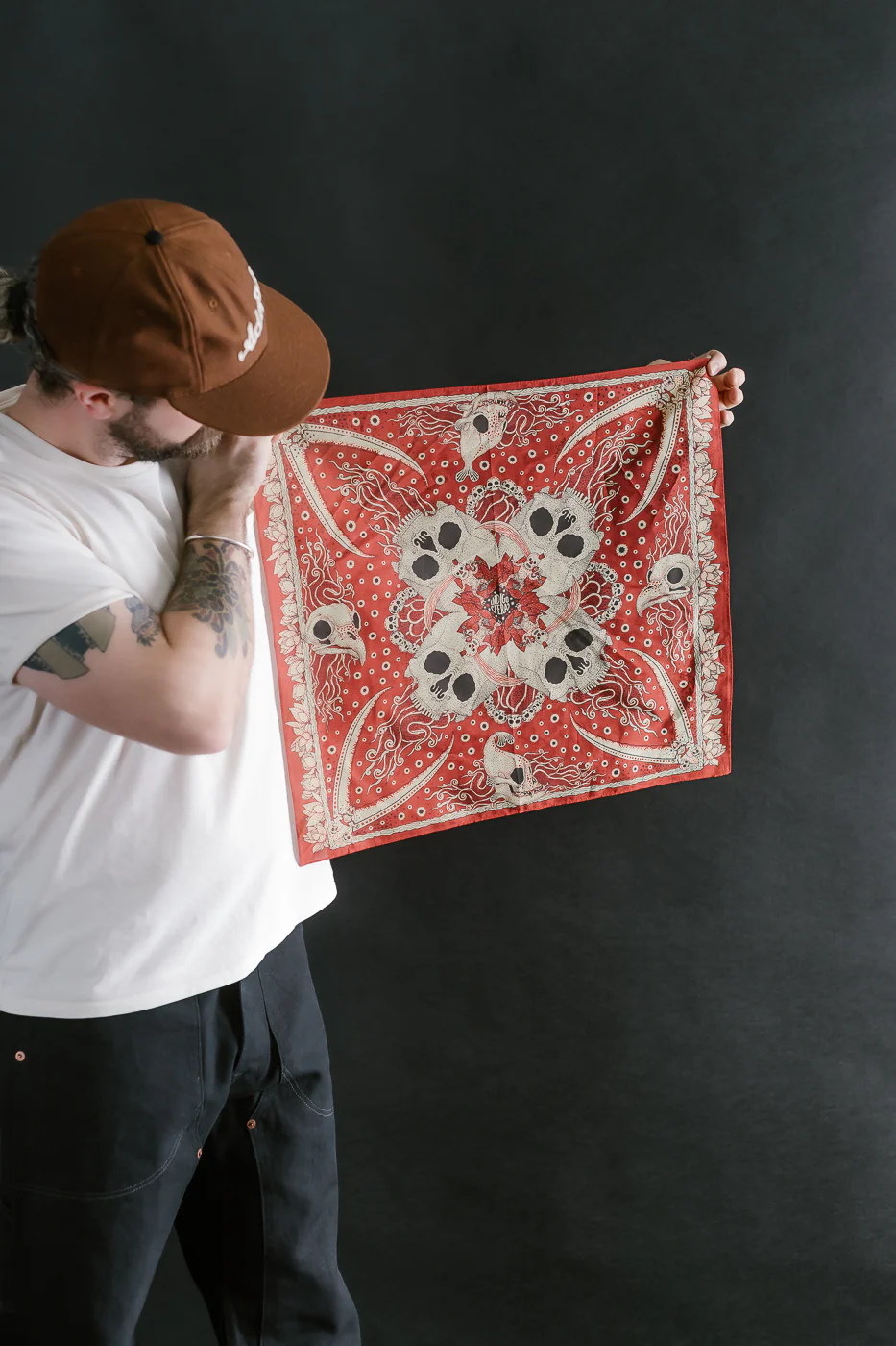 Skull Bandana - Red, White, Yellow - Image 5