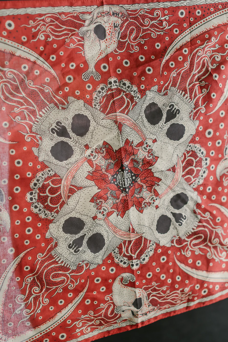 Skull Bandana - Red, White, Yellow - Image 6