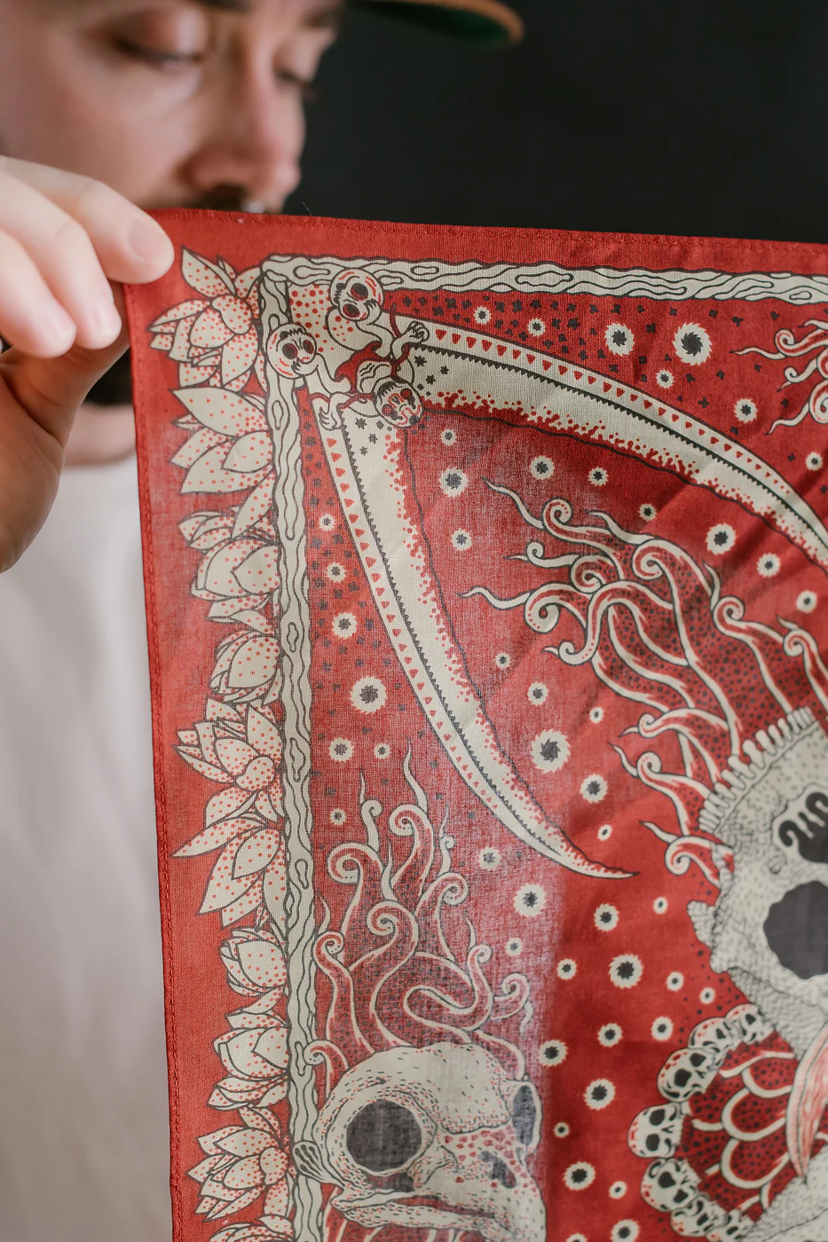 Skull Bandana - Red, White, Yellow - Image 7