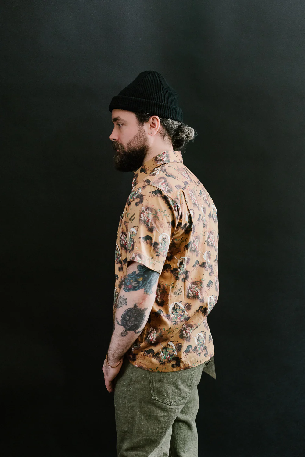 SSA23-FR - "Fujin Raijin" Aloha Shirt - Beige - Image 12