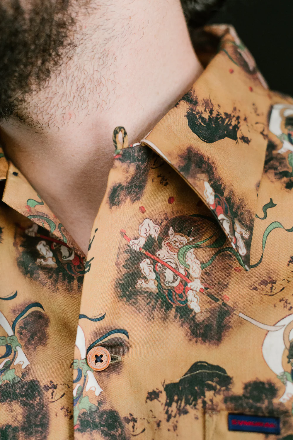 SSA23-FR - "Fujin Raijin" Aloha Shirt - Beige - Image 15