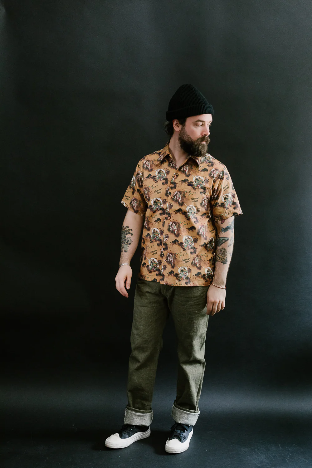 SSA23-FR - "Fujin Raijin" Aloha Shirt - Beige - Image 6