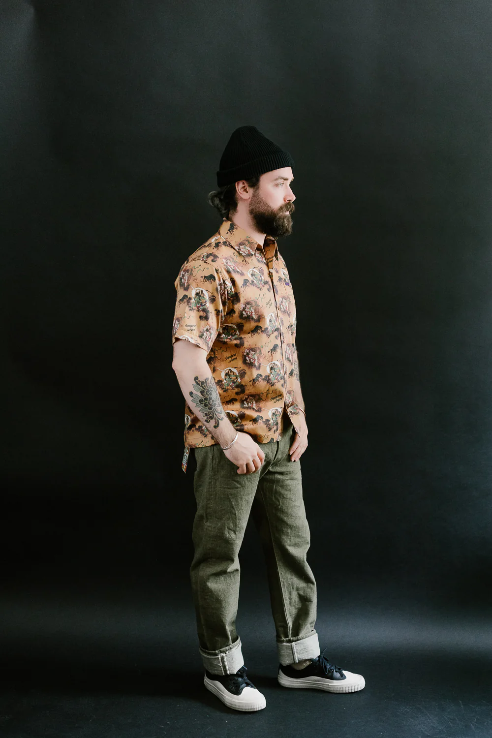 SSA23-FR - "Fujin Raijin" Aloha Shirt - Beige - Image 7