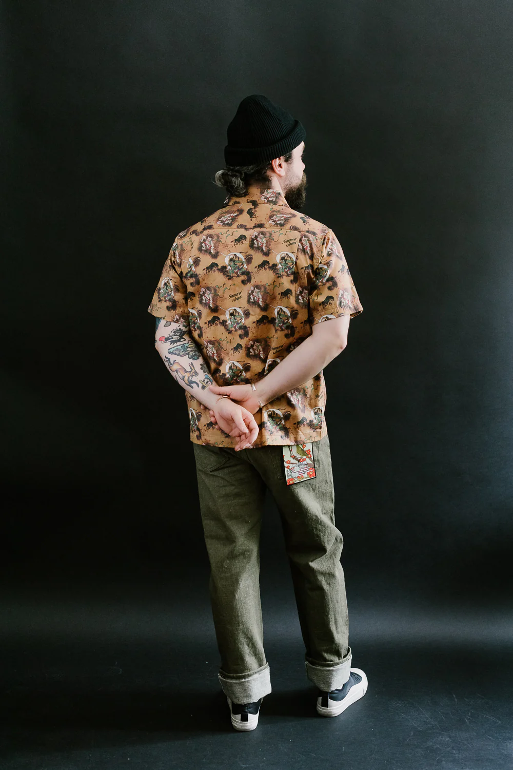 SSA23-FR - "Fujin Raijin" Aloha Shirt - Beige - Image 8