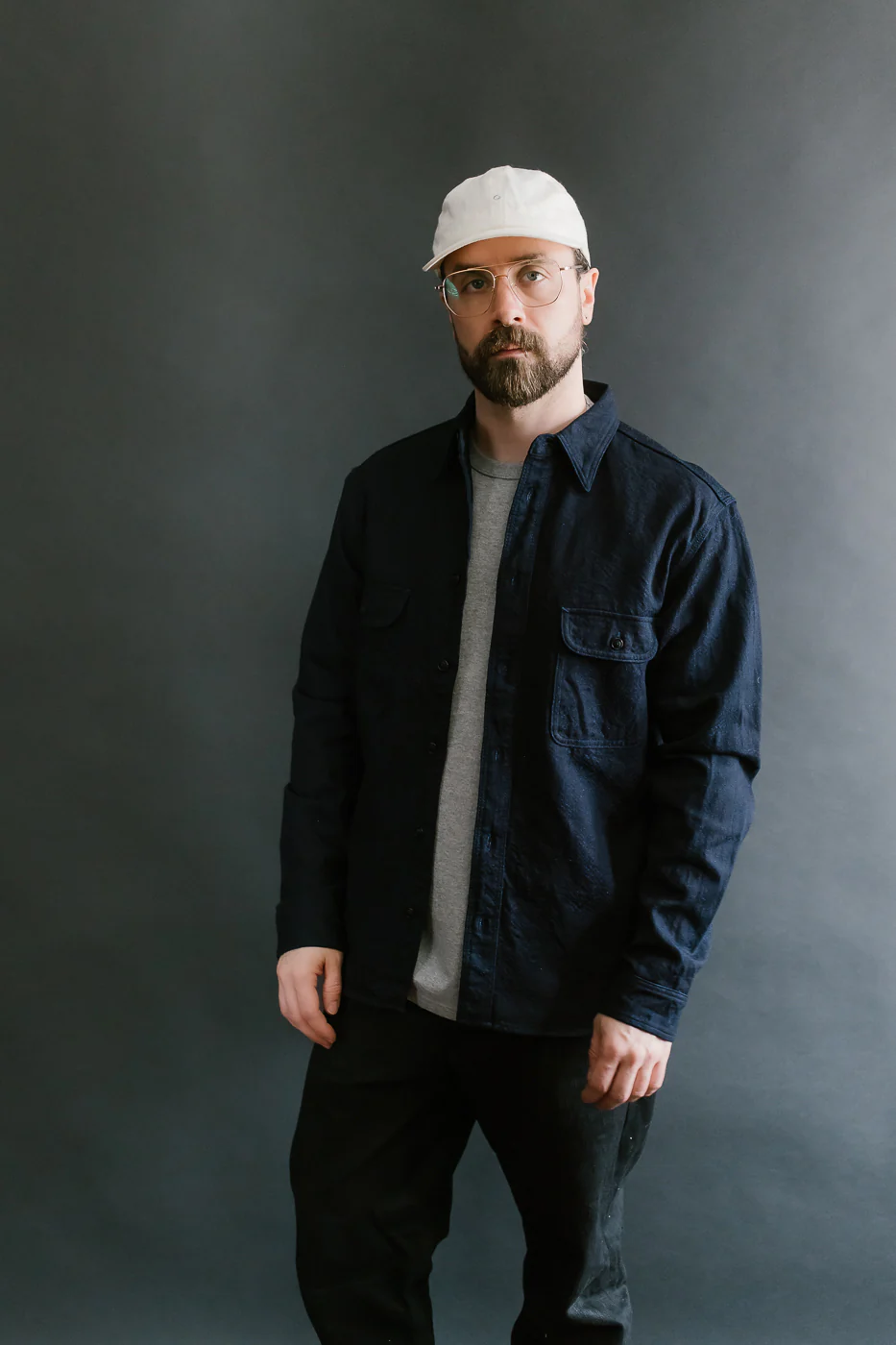 SSN25-01W - Snake Jacquard Work Shirt - Indigo - Image 16