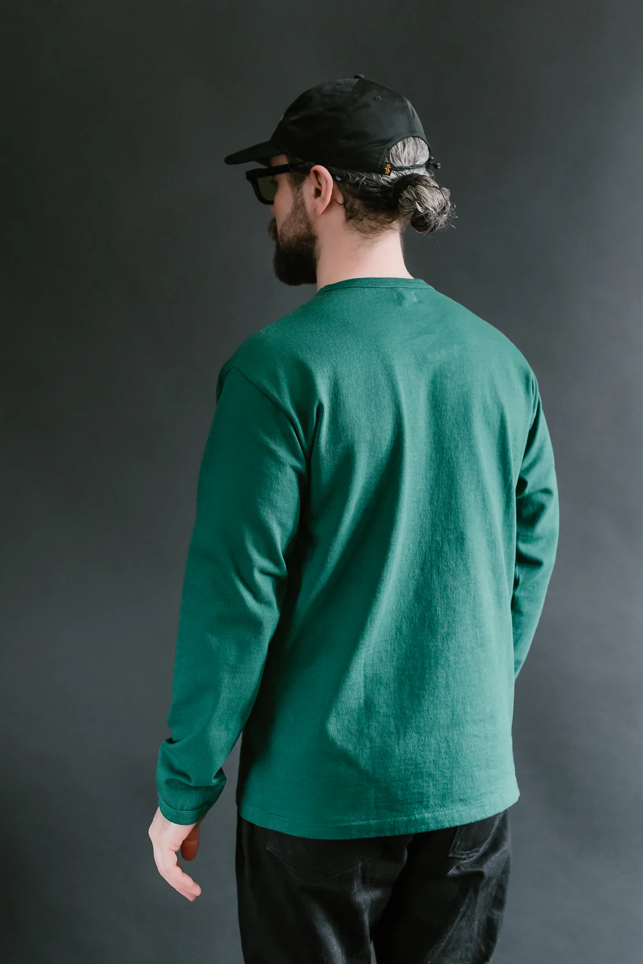 "Stand Wheel" Heavyweight Long Sleeve Tee - Green - Image 12