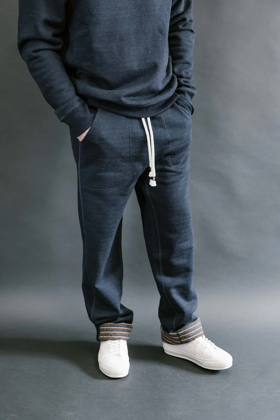 Sweat Pants - Real Indigo Blanket Striped French Terry - Image 15
