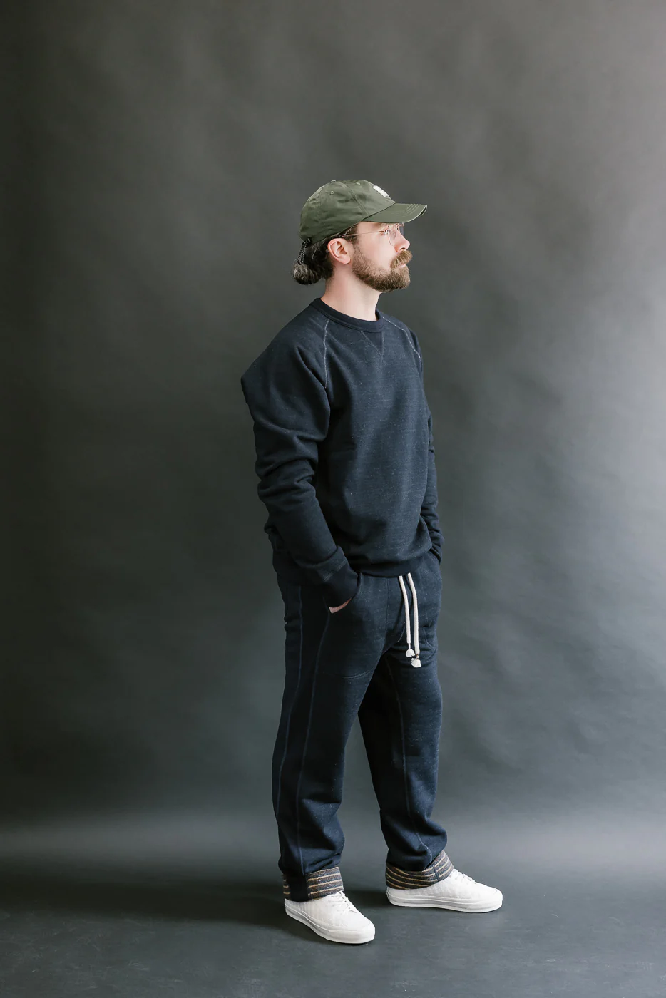 Sweat Pants - Real Indigo Blanket Striped French Terry - Image 8