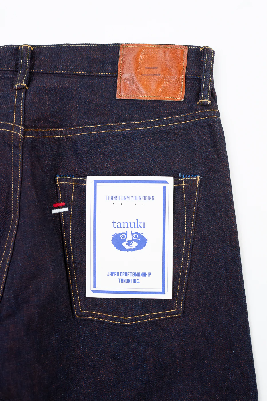 TNK202KH - 14.5oz "KAKISHIBU" Selvedge Indigo x Persimmon - High Tapered - Image 2