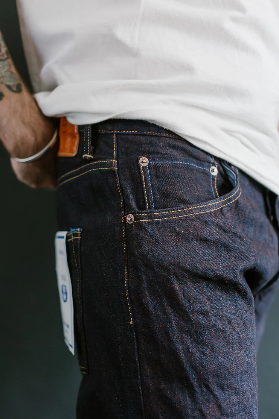 TNK202KH - 14.5oz "KAKISHIBU" Selvedge Indigo x Persimmon - High Tapered - Image 21