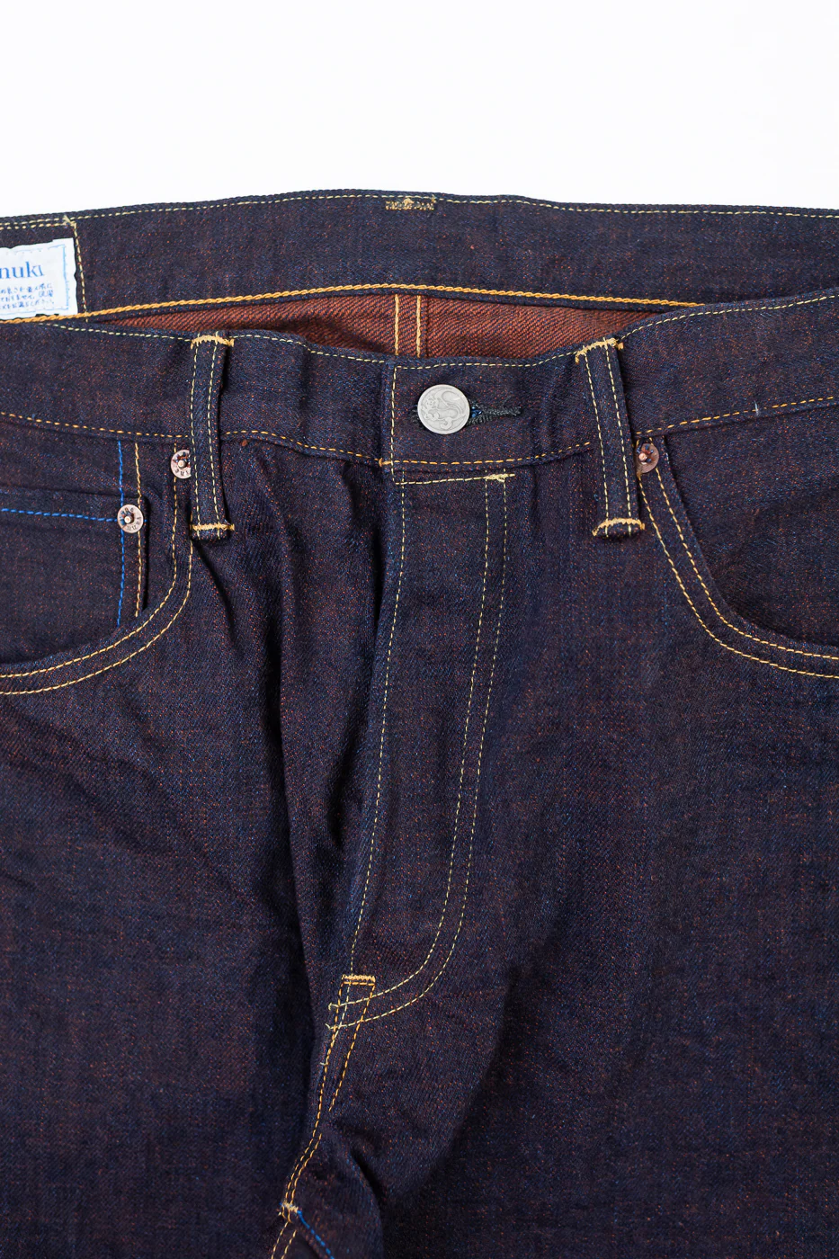 TNK202KH - 14.5oz "KAKISHIBU" Selvedge Indigo x Persimmon - High Tapered - Image 3