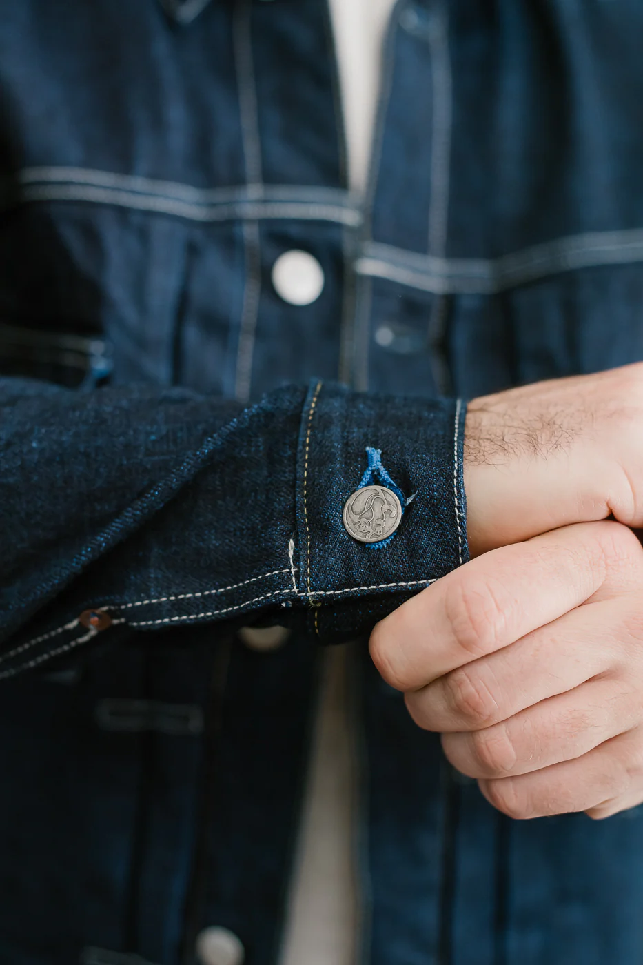 TNK402TB - 16.5oz "YURAI" Selvedge Natural Indigo x Cobalt - Type II Jacket - Image 19